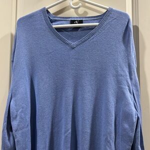 Calvin Klein V-Neck ribbed detailed cotton blend Sweater long sleeves size XXL